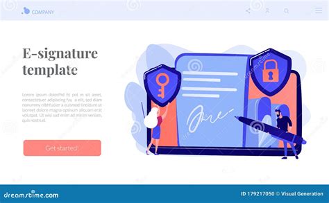 Electronic Signature Concept Landing Page. Stock Vector - Illustration of esign, concept: 179217050