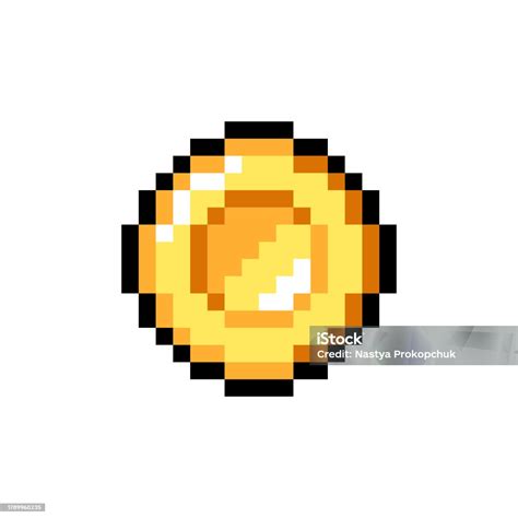 Gold Coin 8bit Pixel Graphics Icon Pixel Art Style Game Assets 8bit Sprite Isolated Vector ...