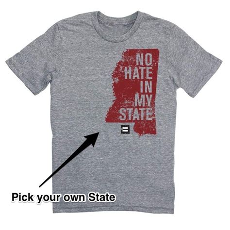 No Hate in My State T-Shirt - Grey | HRC