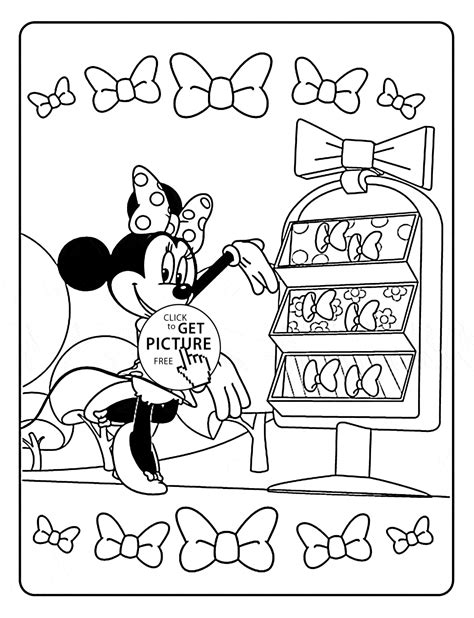 Minnie Mouse and bows coloring page for kids, for girls coloring pages ...