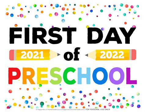 First Day Of Pre-K Sign Free Printable