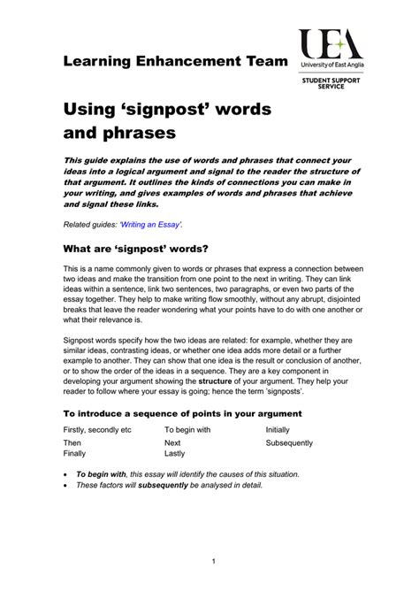 Using `signpost` Words and Phrases