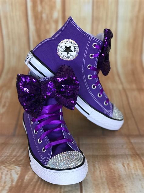 Purple Touch of Bling Converse Sneakers, Little Kids Shoe Size 10-2 ...