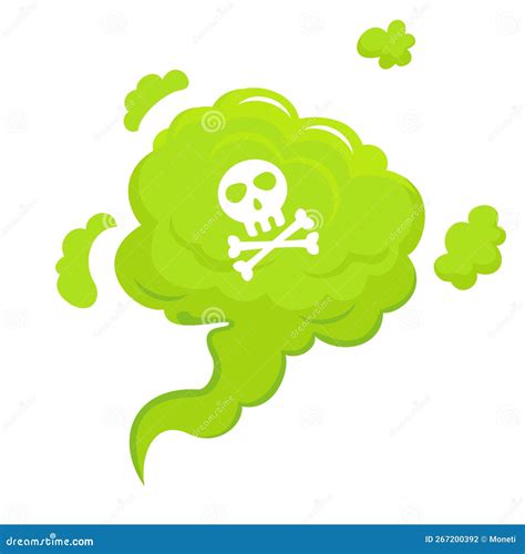 Green Gas With A Skull Icon. Smelling Green Cartoon Fart Cloud Vector ...