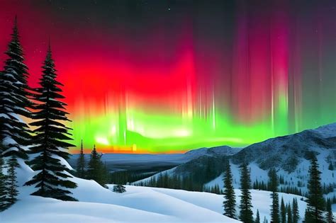 Premium AI Image | A Beautiful Green and Red Aurora