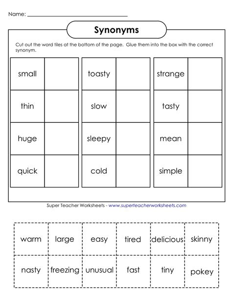 Synonyms And Antonyms Exercises With Answers Pdf - Exercise Poster