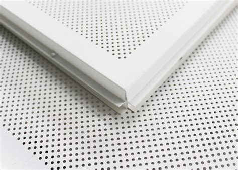 White Perforated Lay In Ceiling Tiles 2 x 2 , Metal Ceiling Tiles For ...