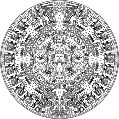 Aztec Calendar Coloring Page - Gael Pattie