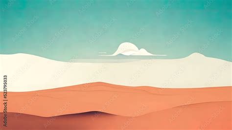 ภาพประกอบสต็อก Flat 2d, minimalistic desert. 4k wallpaper showing an ...