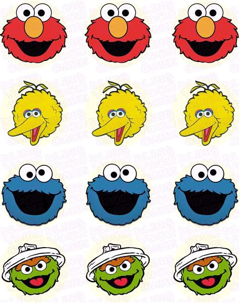 Sesame Street Fab Four Character Inspired Edible Icing Cupcake Decor ...