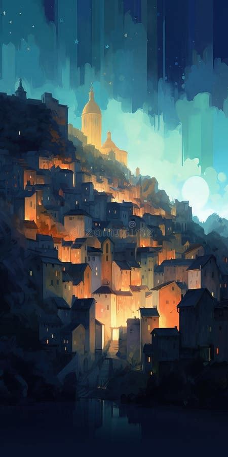 Beautiful Illustration of a Fairytale Village, Magic World, Cartoon Drawing. Generative Ai Stock ...