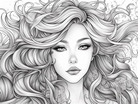 Whimsical Hair Coloring Page - Coloring Page