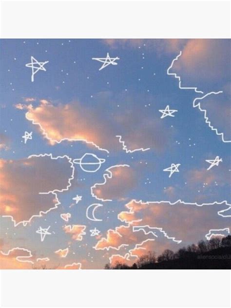 "Aesthetic Drawing of Sky, Clouds and Stars" Photographic Print by ...