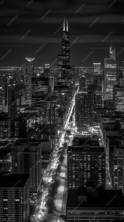 Premium AI Image | A black and white photo of a cityscape with a ...