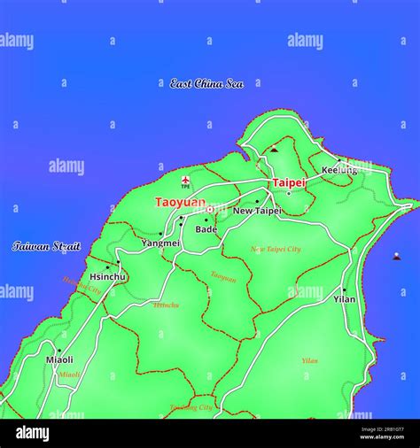 Map of Taoyuan City in Taiwan Stock Photo - Alamy