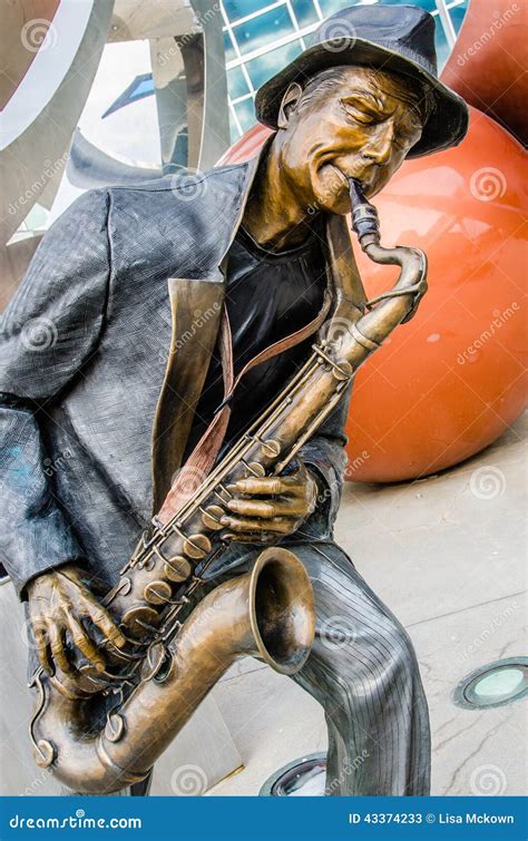 Illumina Art Sculptures, Jazz Blues Saxaphone Player Editorial Stock ...