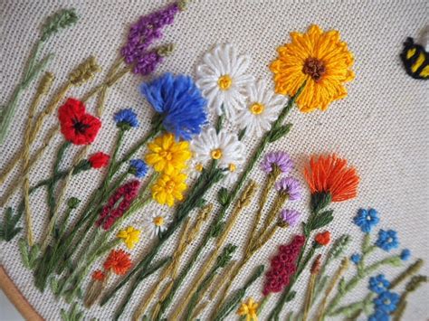 Wildflower Meadow Embroidery Hoop Wildflowers Embroidery | Etsy | Embroidery hoop art, Beautiful ...