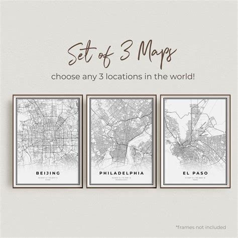 City Map Art, City Map Poster, Map Posters, Personalized Wedding Anniversary Gift, Anniversary ...