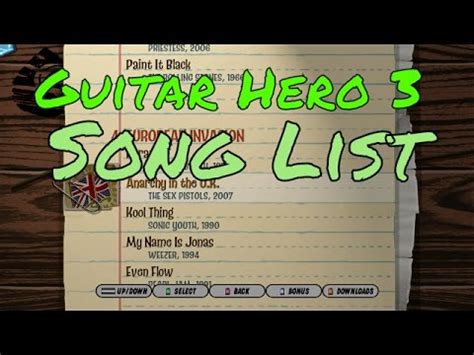 What Songs Are On Guitar Hero 3? III GH3 All / Full Song List Scroll w/ Bonus HD Gameplay Video ...