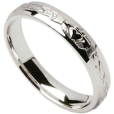 Irish Wedding Ring - Celtic Knot Claddagh Ladies Wedding Band at IrishShop.com | TJHL042