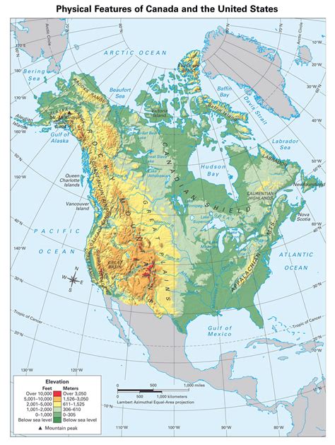 Large detailed physical map of North America. North America large ...