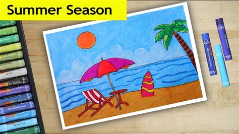 Summer Season Drawing Ideas ~ Summer Season Scenery Drawing For Class 6 / How To Draw Simple ...