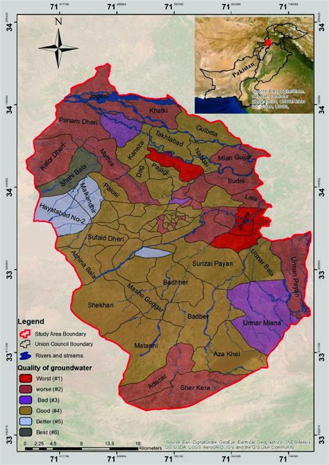 Thematic map of the final classes of groundwater pollution in the study ...