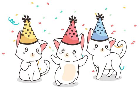 Cats Wearing Birthday Hats in Confetti 952580 Vector Art at Vecteezy