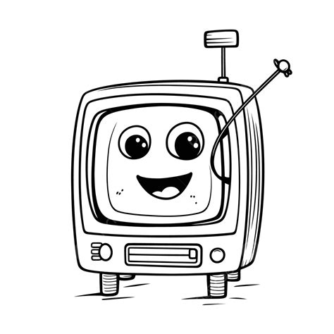 Cartoon Tv With Smiling Eyes Outline Sketch Drawing V - vrogue.co