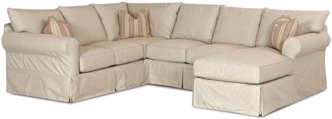 Klaussner Jenny Slip Cover Sectional Sofa with Right Chaise | Value ...