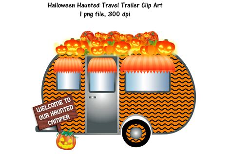 Halloween Haunted Travel Trailer Clip Art By Me and Ameliè | TheHungryJPEG