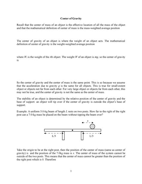 Center of gravity and stability question - Center of Gravity Recall ...