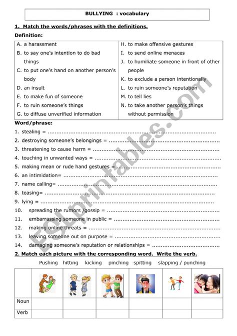 Bullying - ESL worksheet by tatala