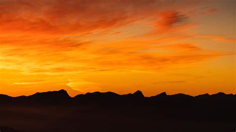 wallpaper mountains, sunset, outlines, dusk, dark HD : Widescreen ...