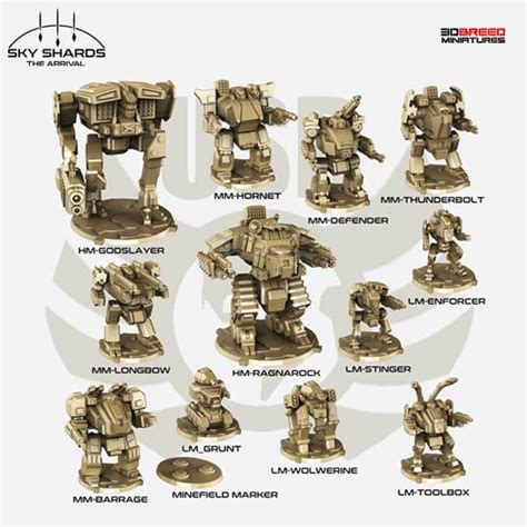 Mech miniatures for 3D printer USR MECHS - 3D Breed