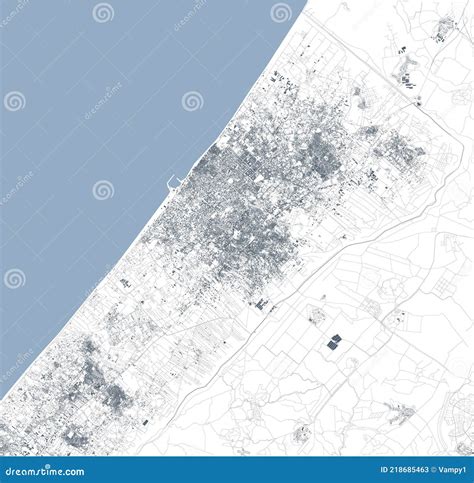 Satellite View of the Gaza Strip North Side. Streets Housing and ...