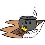 Food in pot baked on campfire vector clip art | Free SVG