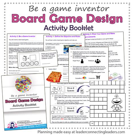 The board game design activity booklet has engaging exercises that ...