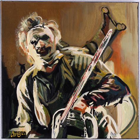 Leatherface "Texas Chainsaw Massacre" 18x18 Original Painting on Canvas Signed by Artist Chris ...
