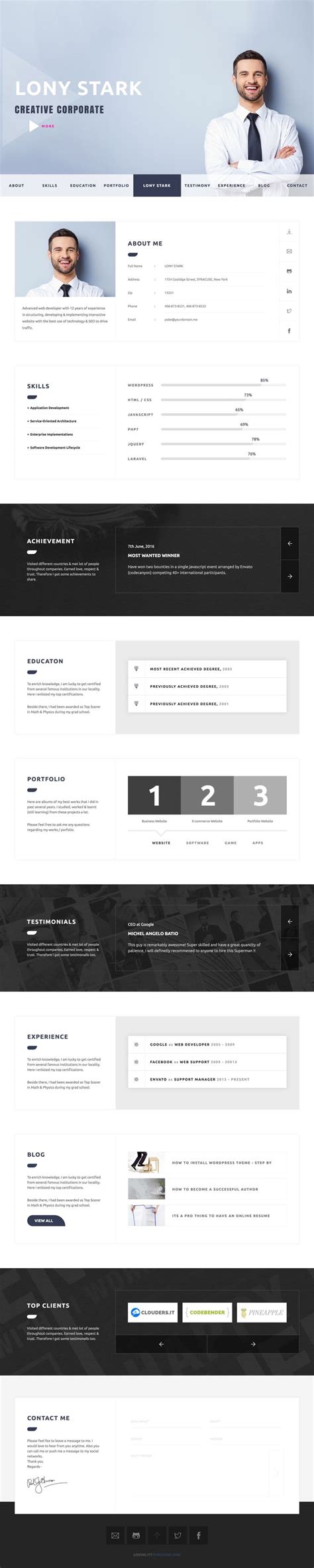 'CVitae' is a One Page HTML Resume template built to present your CV online. The… | Portfolio ...