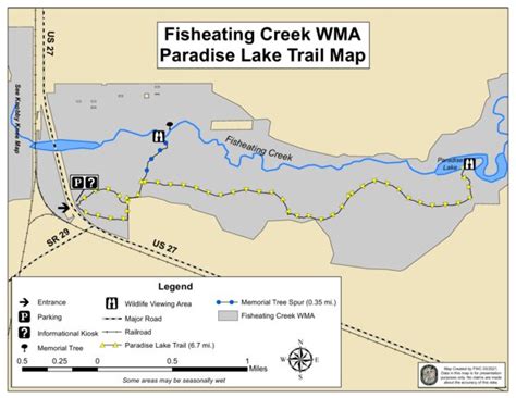 Fisheating Creek WMA Paradise Lake Trail Map map by Florida Fish and Wildlife Conservation ...