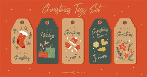 Merry Christmas Tag Set Vector Download
