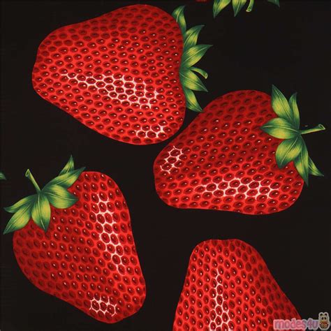 black fabric with big red strawberry pattern by Alexander Henry by Alexander Henry - modeS4u