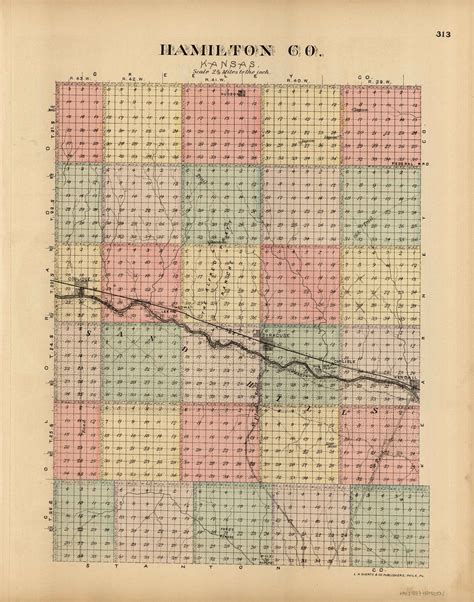 L.H. Evert's 1887 Map of Hamilton County, Kansas - Art Source International