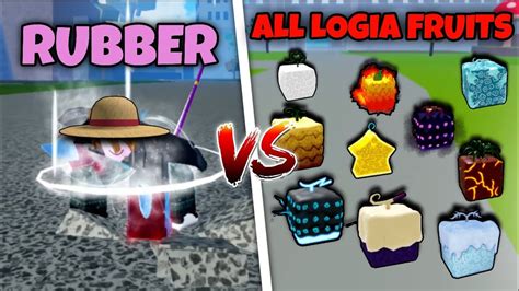 Rubber Fruit VS every Logia Fruits in Blox Fruits - YouTube