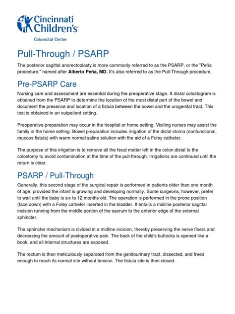 Pull Through Psarp | PDF | Catheter | Surgery