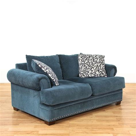 Contemporary Teal Loveseat W/ Nailhead Trim | Loveseat (Los Angeles ...