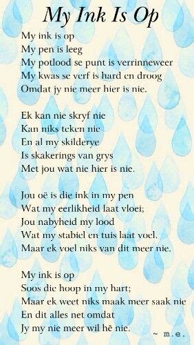 My ink is op - Afrikaans poetry