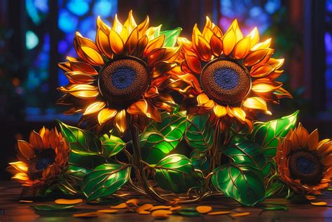 Yellow Sunflowers 3D Free Stock Photo - Public Domain Pictures