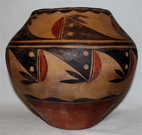 Native American Pottery, Zia Pueblo Pottery Olla, Polychrome Zia Water